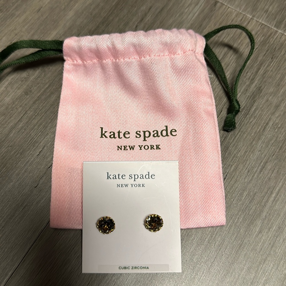 Kate Spade Espresso and Gold Stud Earrings